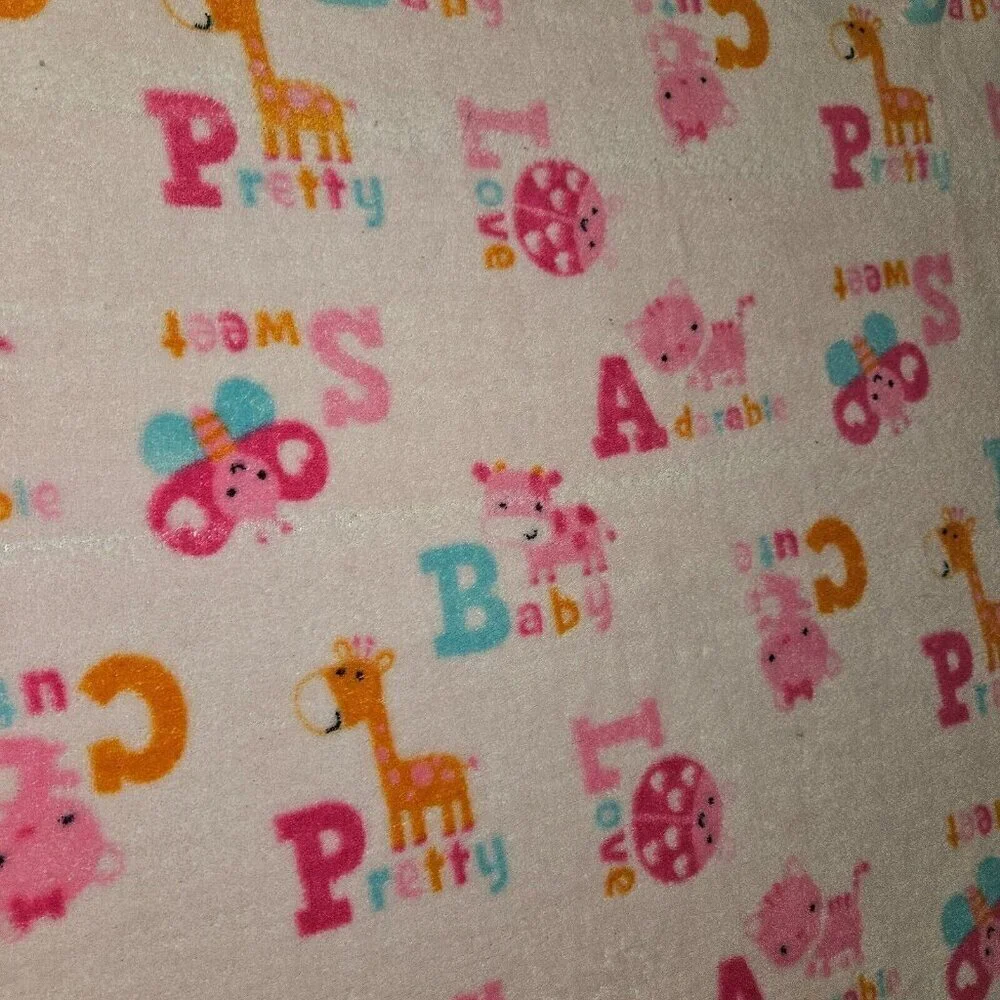 Bon Bebe Pink Orange Blue Fleece Baby Blanket Giraffe Cat Cow Butterfly Ladybug